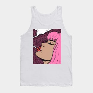 Pink Smoking Comic Girl Tank Top